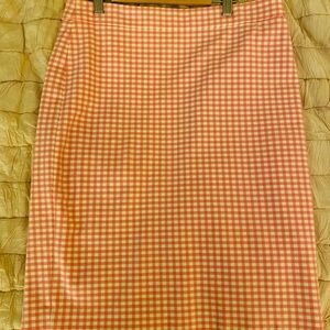 J. Crew Pink and White Gingham Pencil Skirt